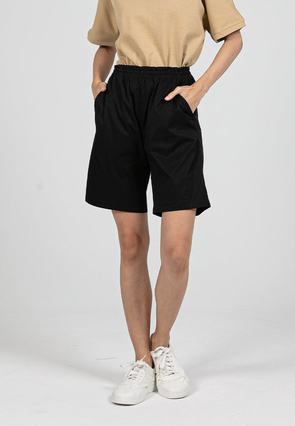 Forest Ladies Stretchable Polyester Elastic Waisted Short Pants Women Casual Shorts | Seluar Pendek Perempuan - 865110