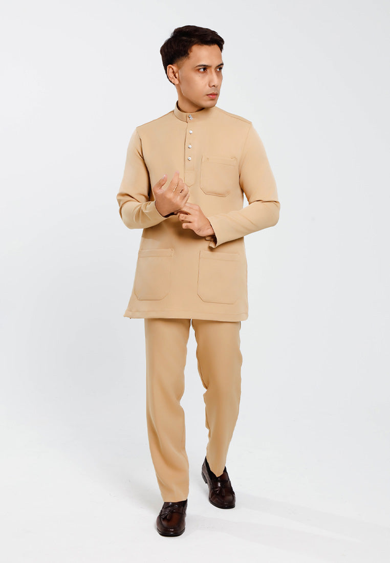 Forest x Hatta Dolmat Baju Melayu Cekak Musang Regular Fit - BM23766 -13Khaki
