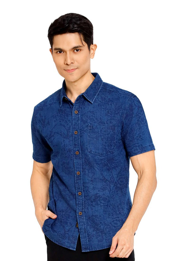 Forest Woven Regular Fit Printed Collar Short Sleeve Men Shirt | Baju Kemeja Lelaki - 621445