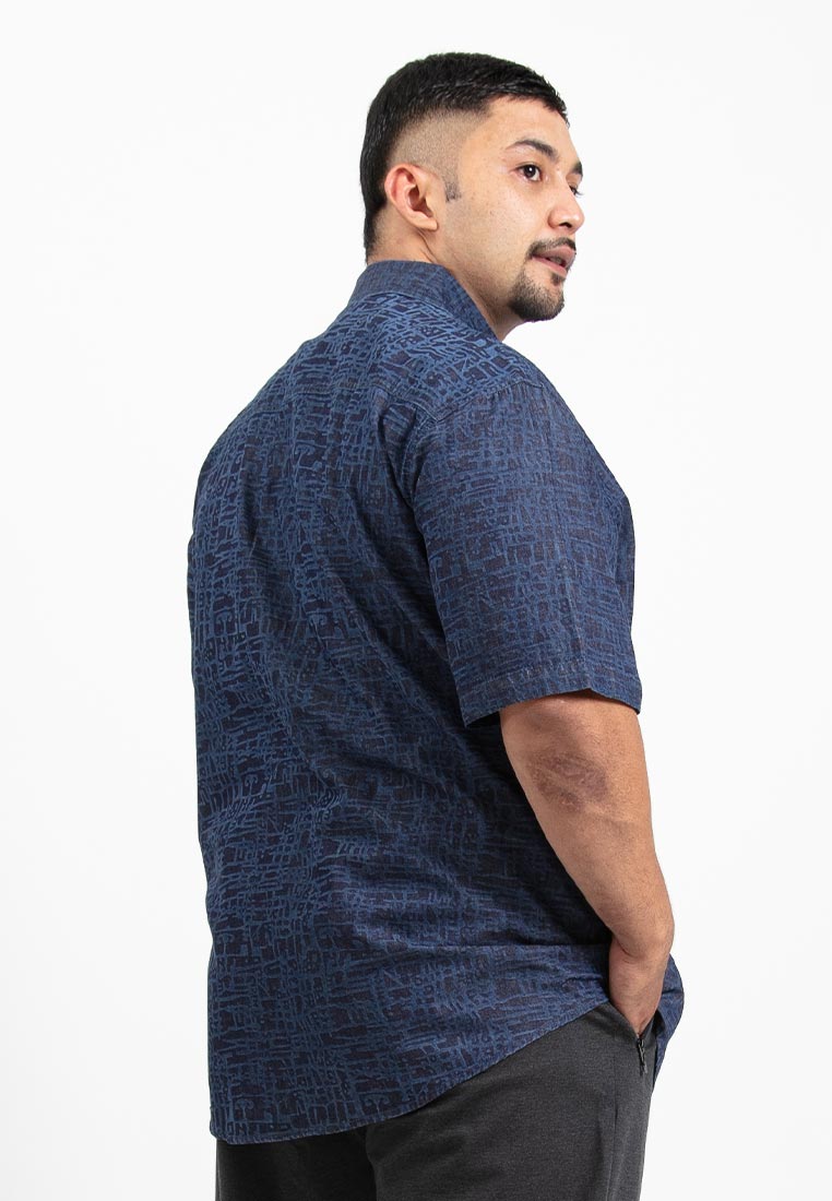 Forest Plus Size Woven Denim Full Print Big Size Men Shirt | Plus Size Baju Kemeja Lelaki - PL621352