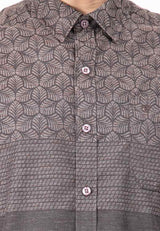 Alain Delon Short Sleeve Modern Fit Linen Look Floral Shirt - 14422063