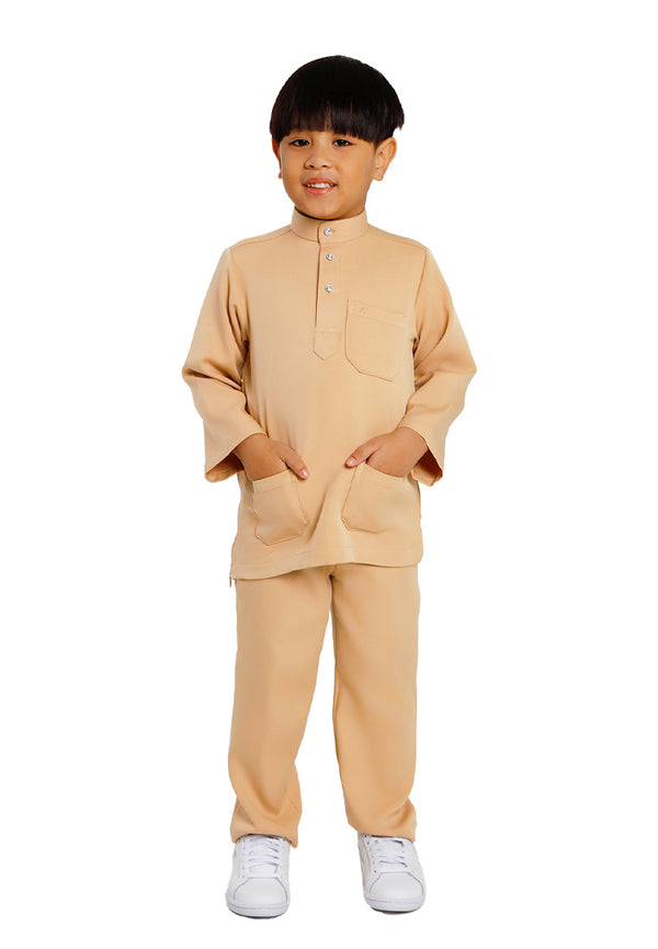 Forest x Hatta Dolmat Baju Melayu Budak Cekak Musang Regular Fit - FK23766BM -13Khaki