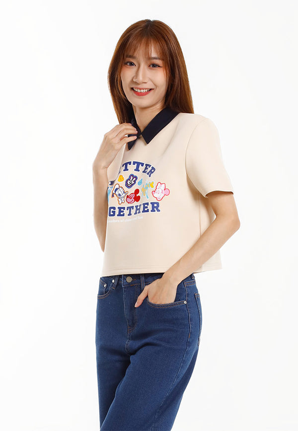 Forest Baju Perempuan | Forest x Disney Mickey Heavy Weight (260gsm) Short Sleeve Ladies Crop Top - FW820128