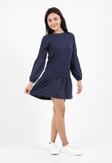 Forest Ladies Cotton Interlock Woven Long Sleeve Plain Casual Dress | Baju Perempuan - 885062