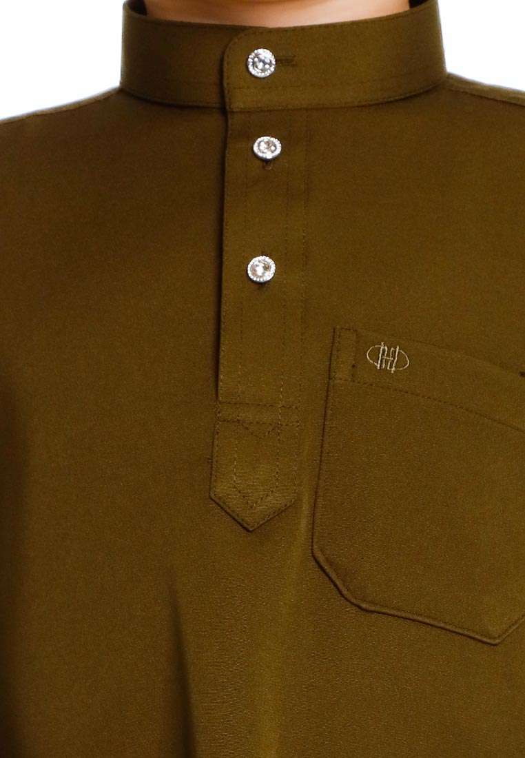 Forest x Hatta Dolmat Baju Melayu Budak Cekak Musang Regular Fit - FK23766BM -45DkOlive