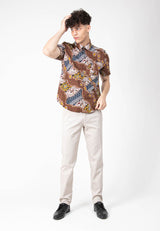 Alain Delon Short Sleeve Modern Fit Digital Print Batik Floral Shirt - 14422081