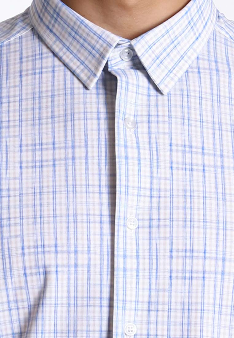 Alain Delon Baju Kemeja Berkolar | Alain Delon Rayon Mixed No Pocket Slim Fit Stripes Collar - 15123028