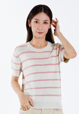 Forest Ladies Casual Striped Short Sleeve Knit Top | Baju Perempuan - 822347