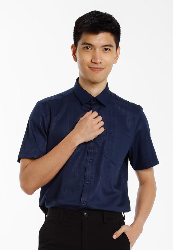 Alain Delon Baju Kolar Lelaki | Alain Delon Cotton Spandex Modern Fit Short Sleeve Collar - 14525020