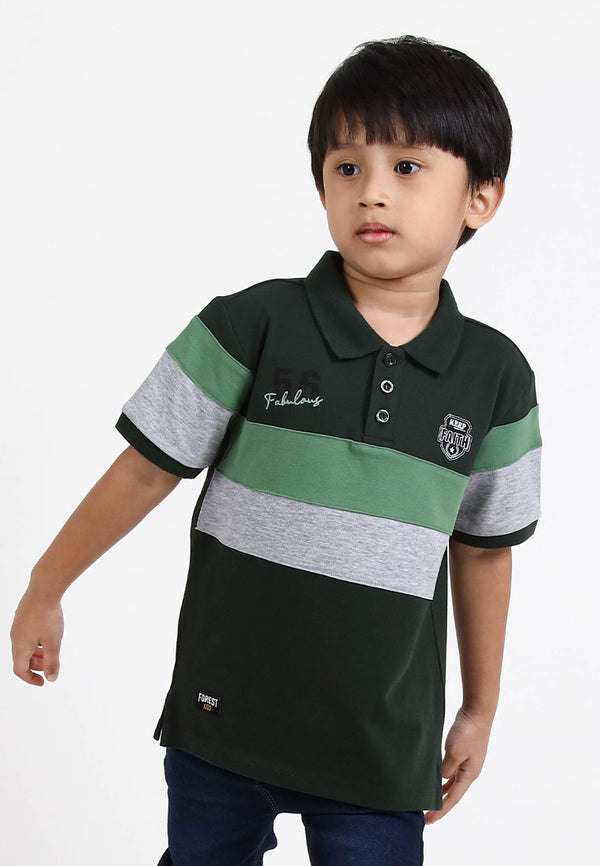Forest Kids Soft Pique Cotton Colour Block Short Sleeve Cut & Sew T Shirt | T Shirt Budak Lelaki - FK20200