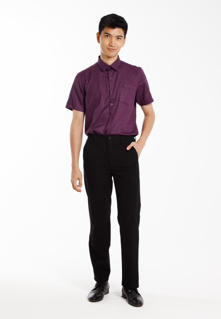 Alain Delon Baju Kolar Lelaki | Alain Delon Cotton Spandex Modern Fit Short Sleeve Collar - 14525015