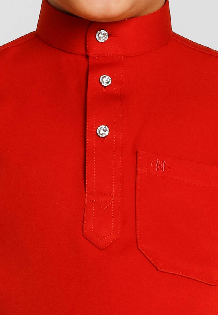 Forest x Hatta Dolmat Baju Melayu Budak Cekak Musang Regular Fit - FK23766BM -58BrickRed