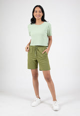 Forest Ladies Casual Polyester Elastic Waist Women Casual Shorts | Seluar Pendek Perempuan - 870145