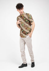Alain Delon Short Sleeve Modern Fit Digital Print Batik Floral Shirt - 14422080