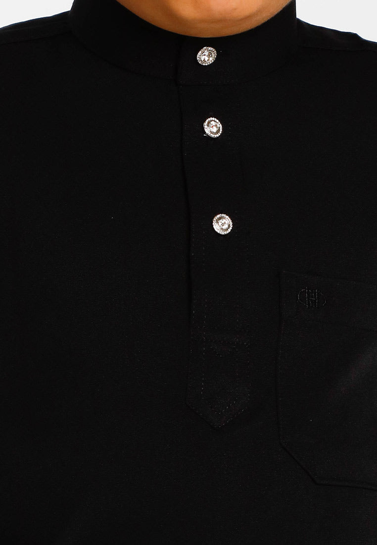 Forest x Hatta Dolmat Baju Melayu Budak Cekak Musang Regular Fit - FK23766BM -76SmokePurple -01Black