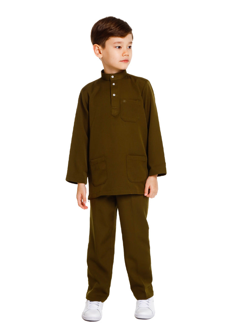 Forest x Hatta Dolmat Baju Melayu Budak Cekak Musang Regular Fit - FK23766BM -45DkOlive
