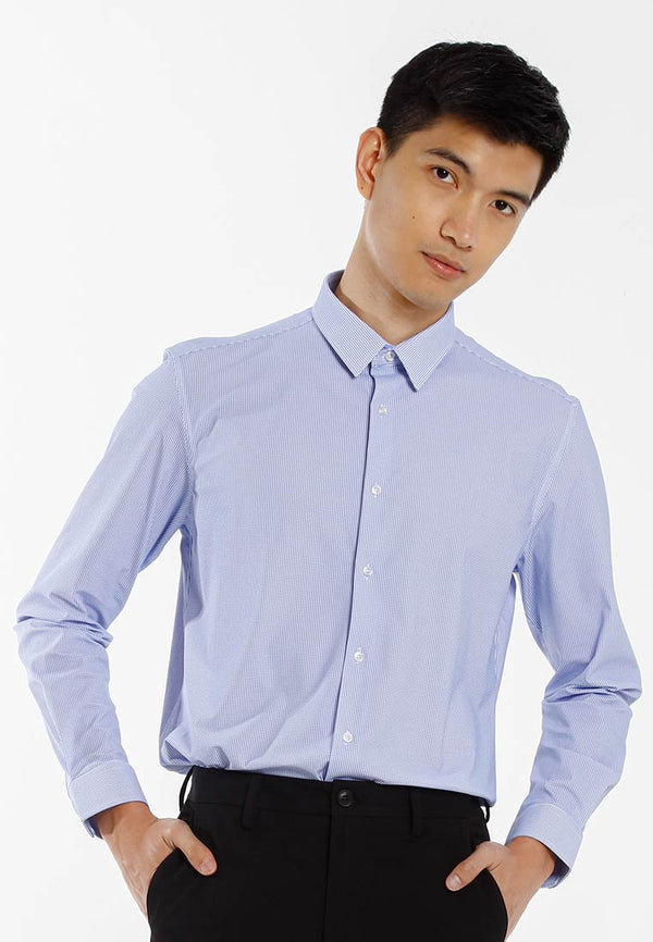 Alain Delon Baju Kemeja Berkolar | Alain Delon Rayon Mixed No Pocket Slim Fit Stripes Collar - 15123027