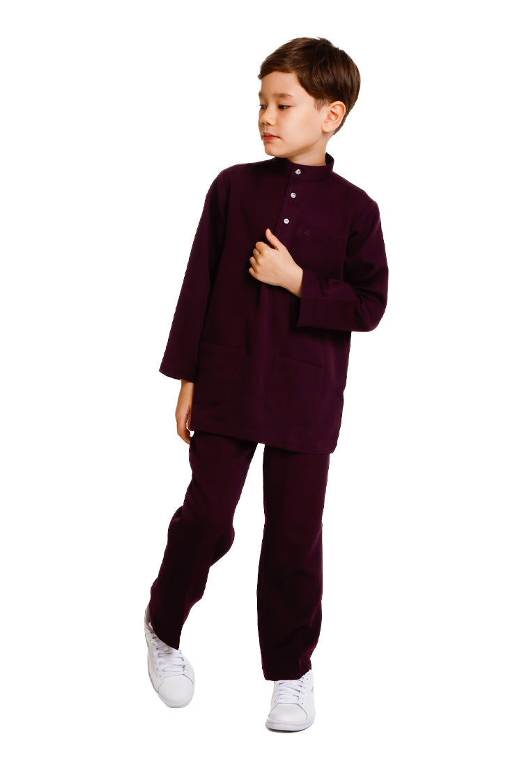 Forest x Hatta Dolmat Baju Melayu Budak Cekak Musang Regular Fit - FK23766BM -70DkPurple