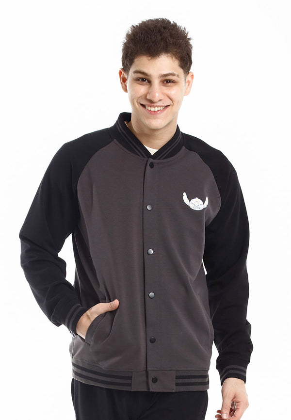 Forest Jacket Lelaki | Forest x Disney Stitch Premium 260gsm Air-Cotton Regular Fit Men Baseball Jacket - FW30008