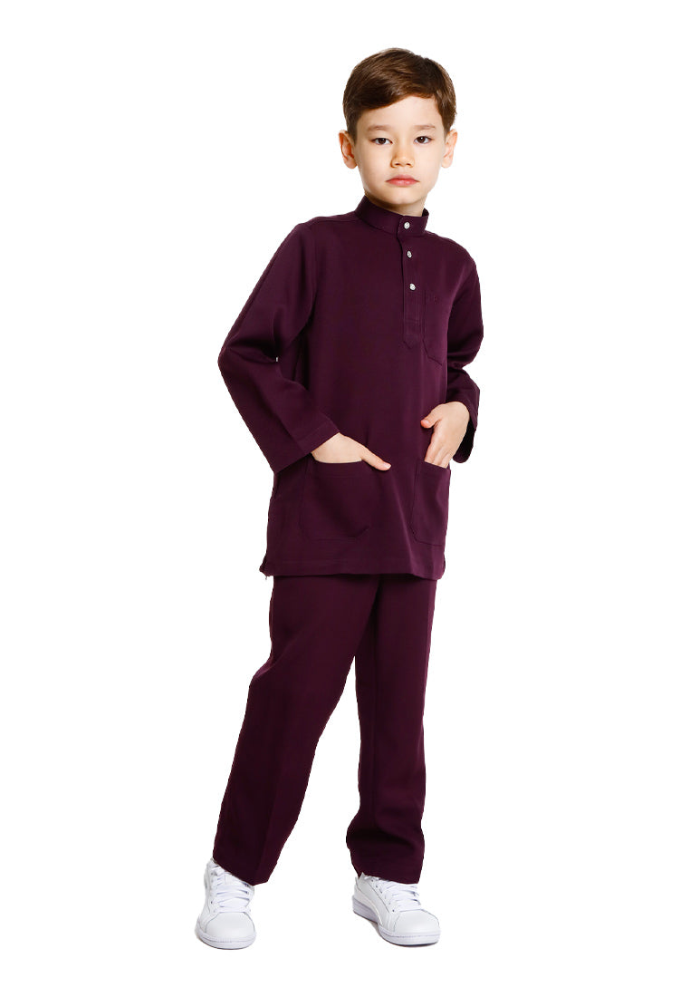 Forest x Hatta Dolmat Baju Melayu Budak Cekak Musang Regular Fit - FK23766BM -70DkPurple