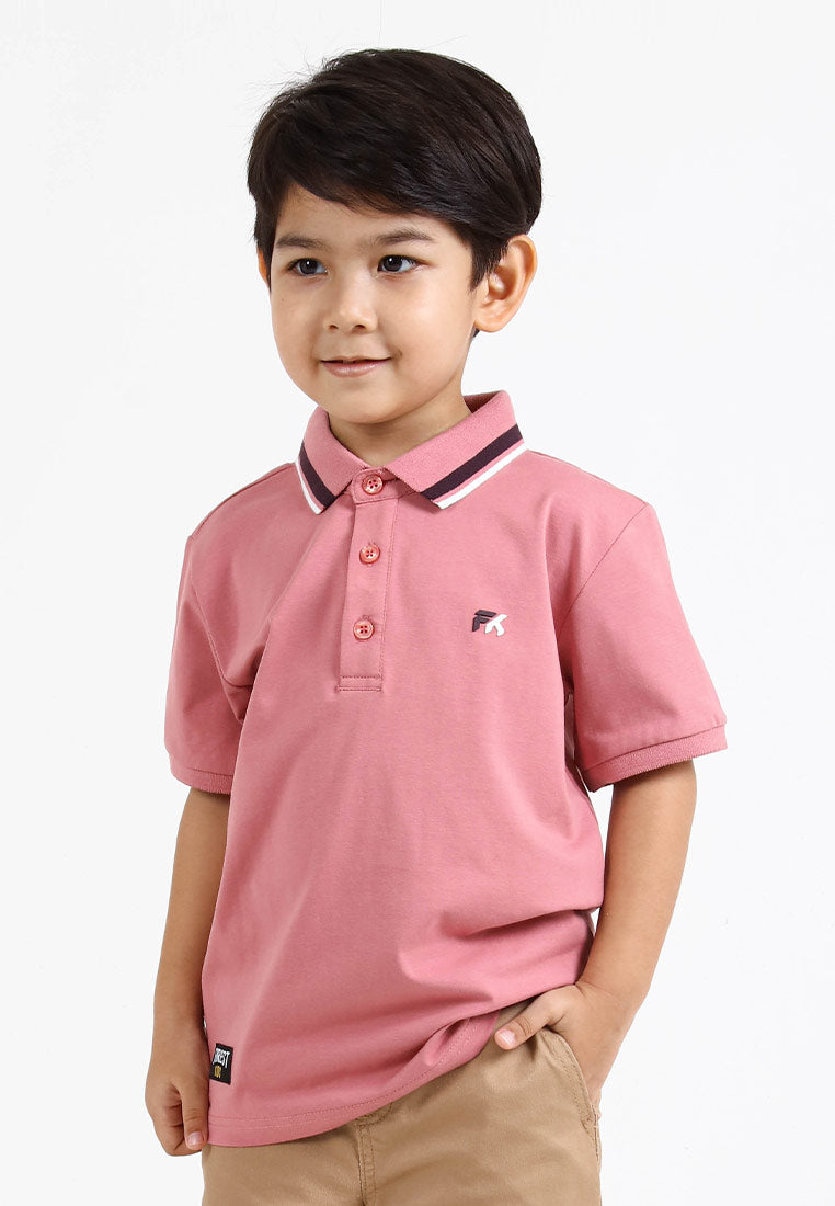 Forest Kids Premium Weight Cotton Stretchable Polo T Shirt Collar Tee | Baju T Shirt Budak Lelaki - FK20112