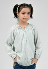 Forest Kids Girls Cotton Jacquard Long Sleeve Blouse with Cotton Lining | Baju Budak Perempuan - FK820082