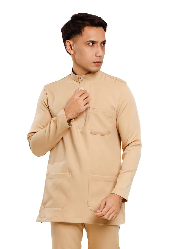 Forest x Hatta Dolmat Baju Melayu Cekak Musang Regular Fit - BM23766 -13Khaki