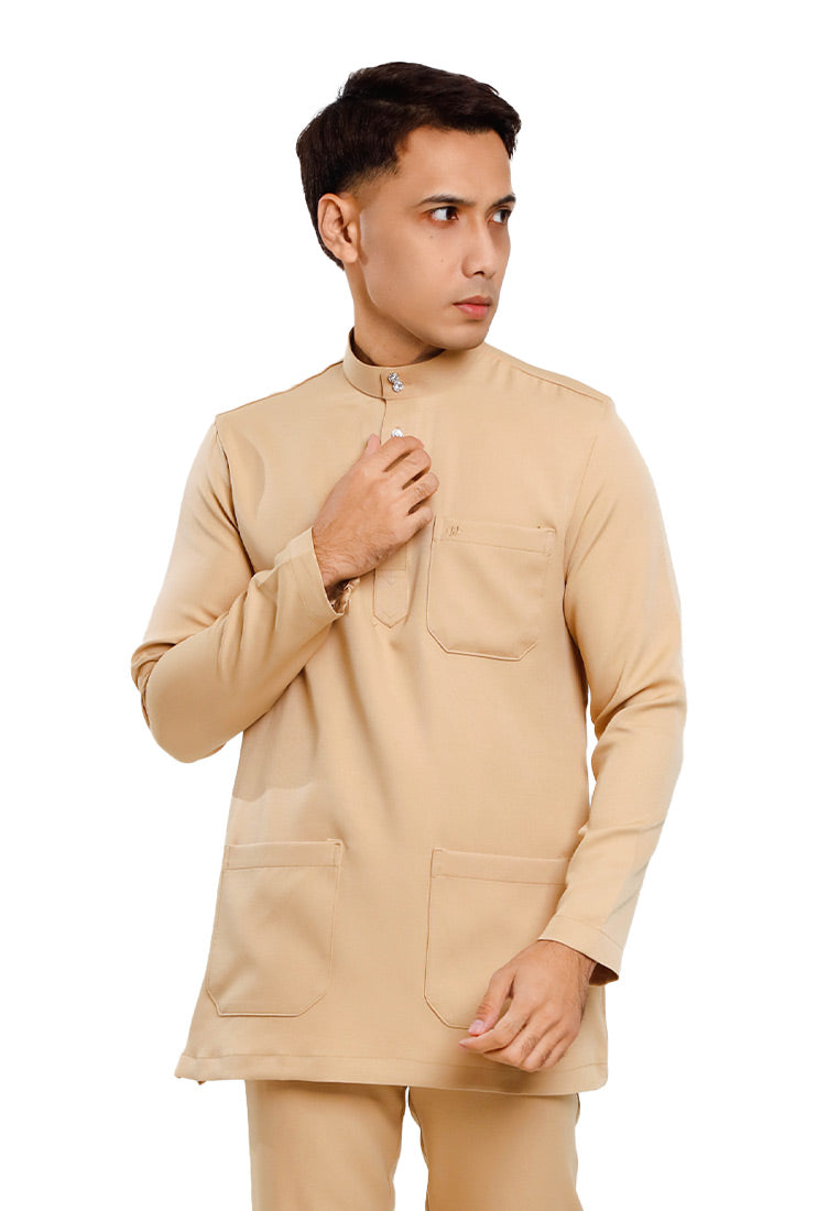Forest x Hatta Dolmat Baju Melayu Cekak Musang Regular Fit - BM23766 -13Khaki