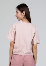 Forest Ladies Cotton Interlock Short Sleeve Round Neck Plain Top Women Casual Elastic Hem T-Shirt - 822409