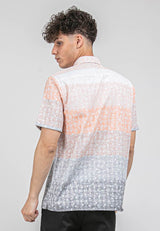 Alain Delon Short Sleeve Modern Fit Linen Look Floral Shirt - 14423003
