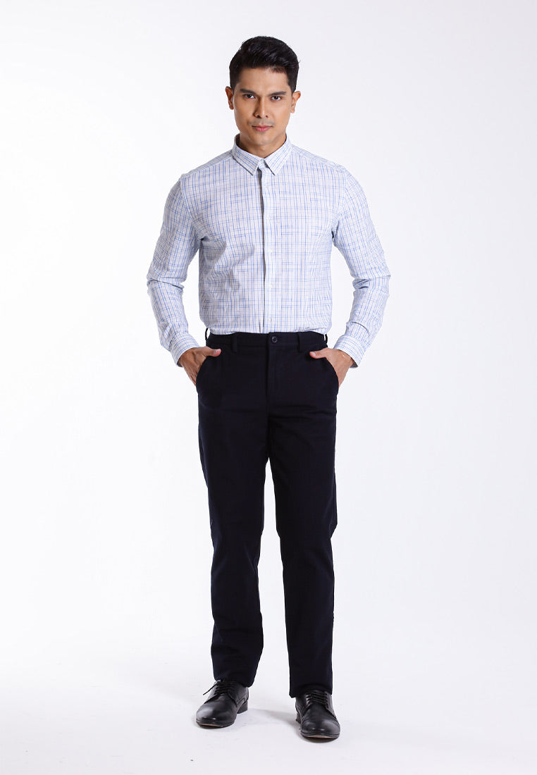 Alain Delon Baju Kemeja Berkolar | Alain Delon Rayon Mixed No Pocket Slim Fit Stripes Collar - 15123028