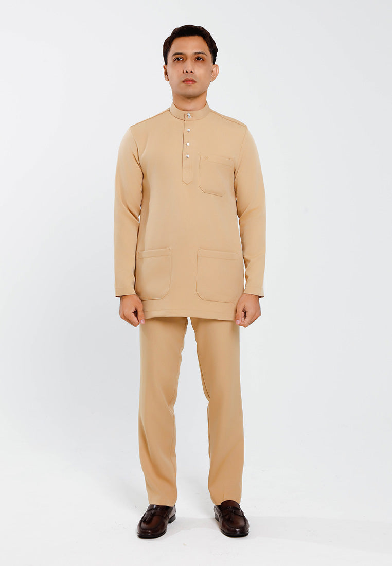 Forest x Hatta Dolmat Baju Melayu Cekak Musang Regular Fit - BM23766 -13Khaki