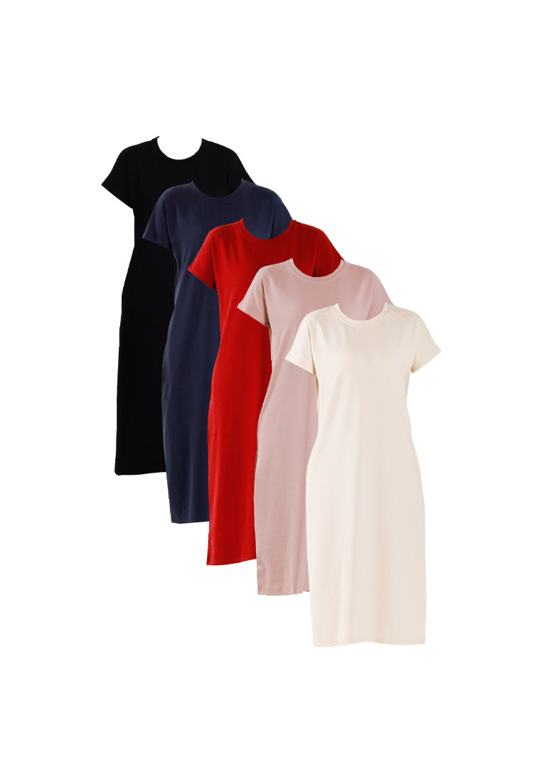 Forest Dress Perempuan | Forest Ladies Cotton Interlock Round Neck Women Casual Short Sleeve Dress - 880012