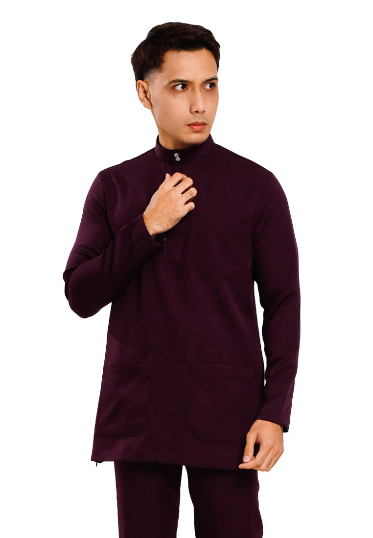 Forest x Hatta Dolmat Baju Melayu Cekak Musang Regular Fit - BM23766 -70DkPurple