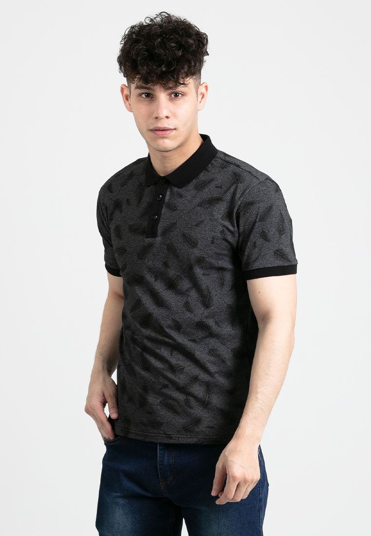 Forest Slim Fit Full Print Polo T Shirt Men Collar Tee | Baju T Shirt Lelaki - 23885