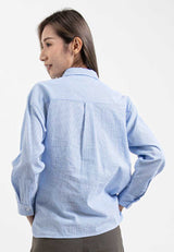 Forest Ladies Cotton Striped Long Sleeve Shirt | Baju Kemeja Perempuan Lengan Panjang - 822370