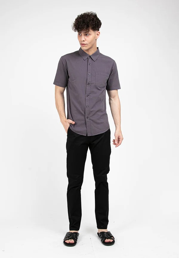 Forest Cotton Woven Casual Plain Men Shirt | Baju Kemeja Lelaki - PL621141