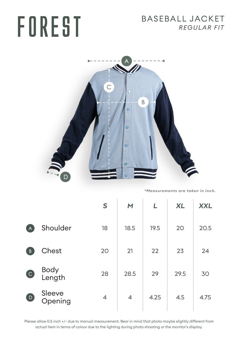 Forest X One Piece Premium Weight Air-Cotton 260gsm Baseball Jacket Men - FO30000