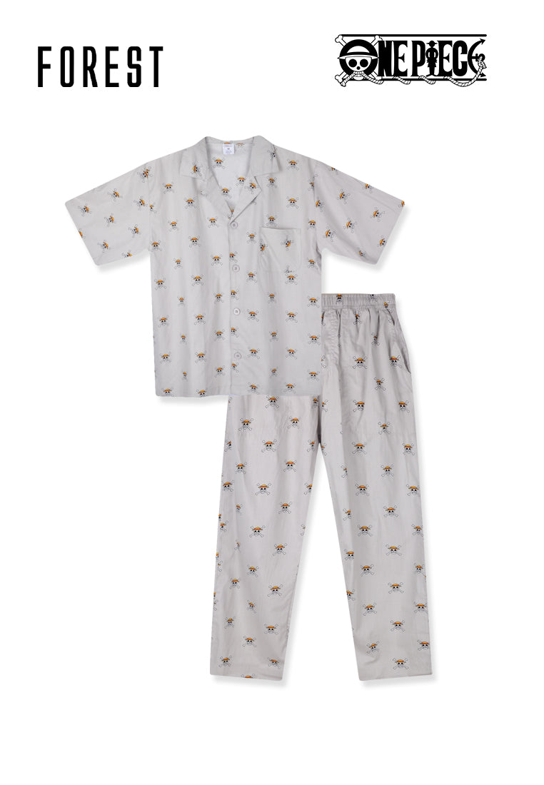 Forest Baju Tidur | (1 Pc) Forest X One Piece Unisex Woven Cotton Short Sleeve Long Pants Pyjamas Selected Colours - NPU0020SL
