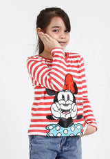 Forest X Disney Girl Kids Cotton Interlock Stripe Long Sleeve Kids Tee | Baju T-shirt Budak - FWK82015