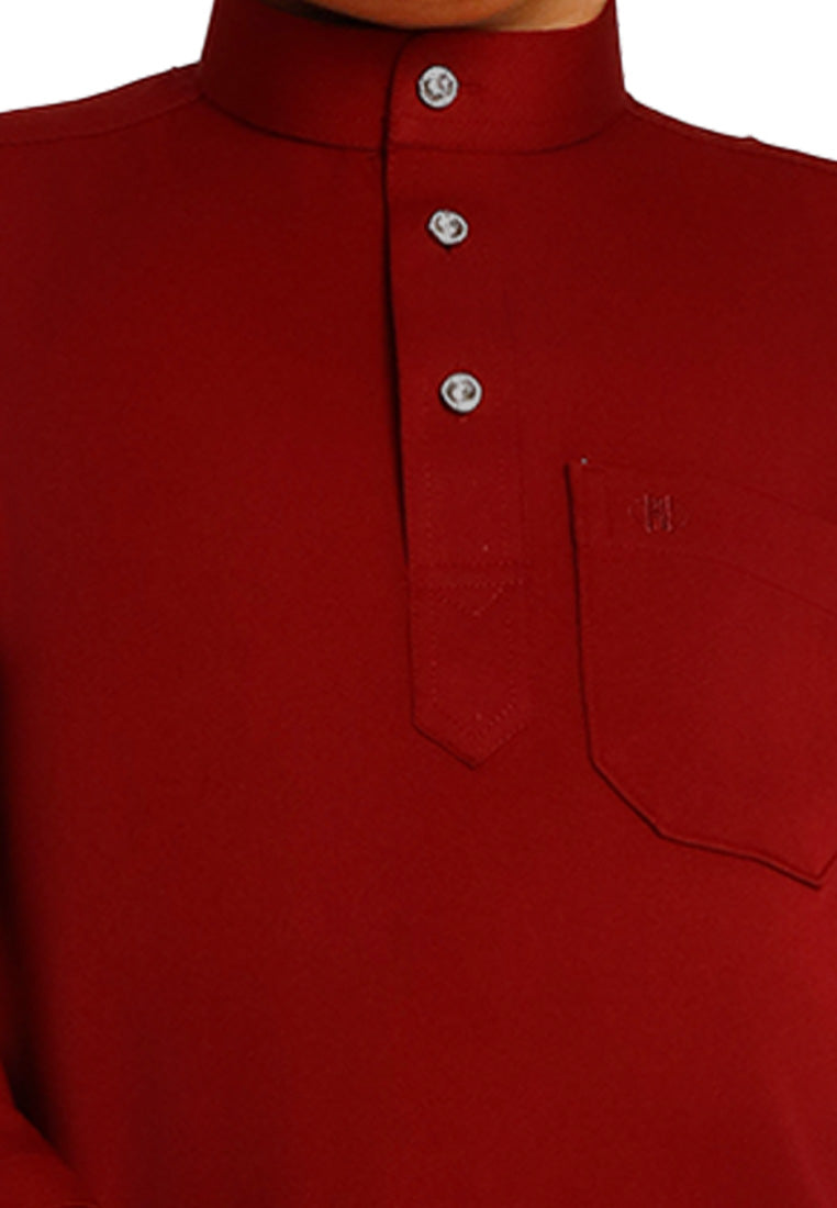 Forest x Hatta Dolmat Baju Melayu Budak Cekak Musang Regular Fit - FK23766BM -56Maroon