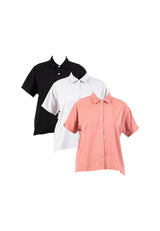 Forest Ladies Premium Lyocell Short Sleeve Loose Fit Plain Blouse | Baju Kemeja Lengan Pendek Perempuan - 822361