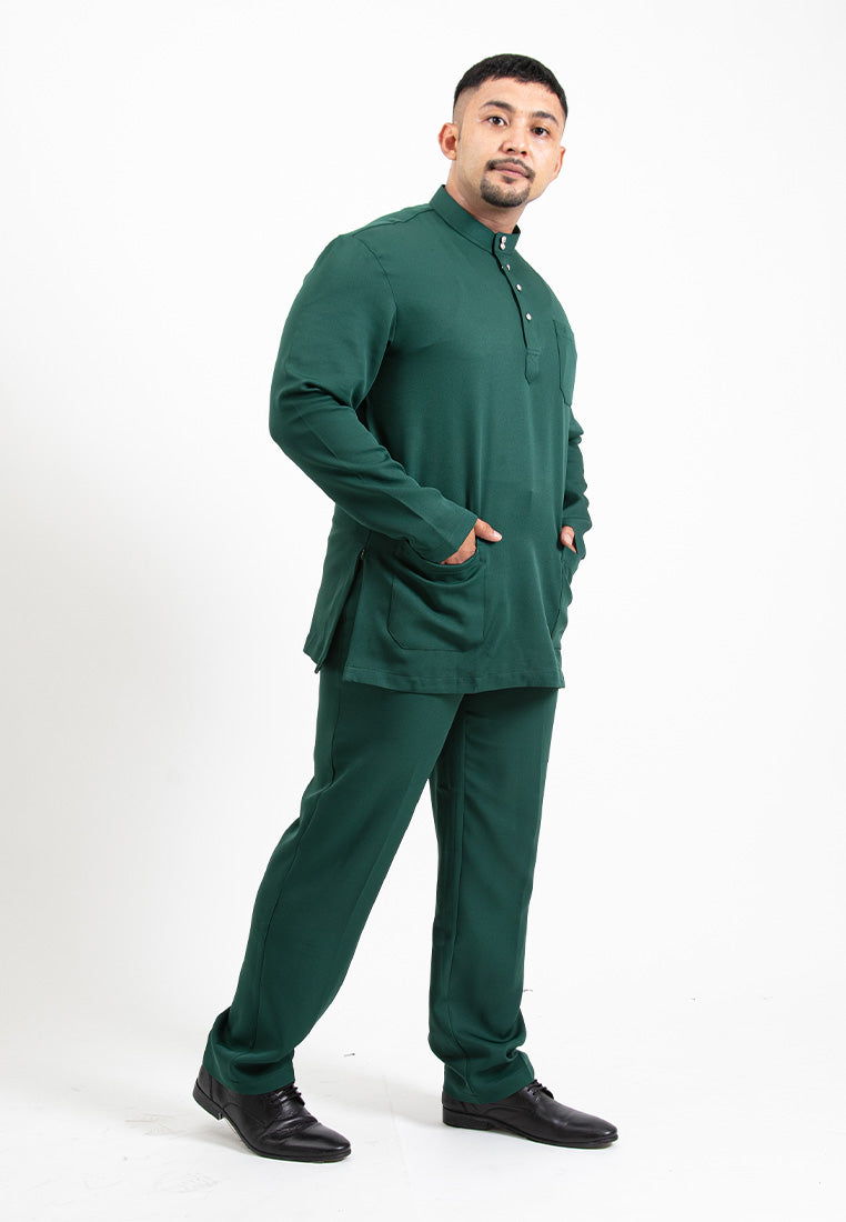 Forest x Hatta Dolmat Baju Melayu Cekak Musang Regular Fit - BM23766 -40DkGreen