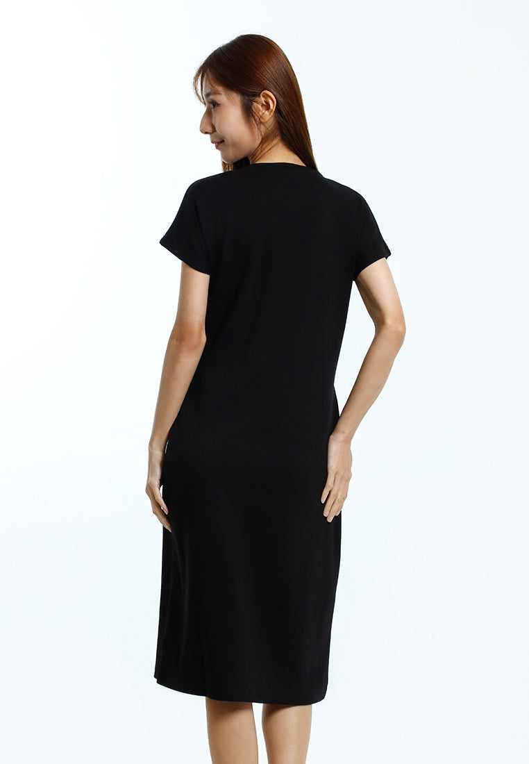 Forest Dress Perempuan | Forest Ladies Cotton Interlock Round Neck Women Casual Short Sleeve Dress - 880012