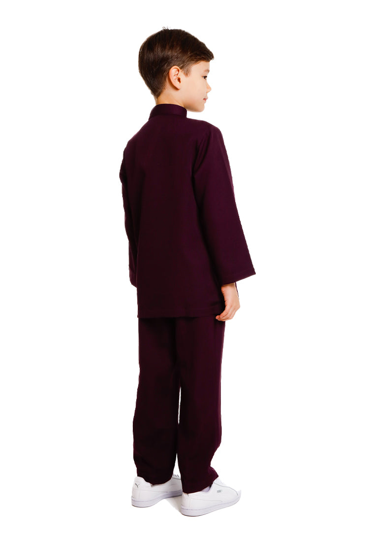 Forest x Hatta Dolmat Baju Melayu Budak Cekak Musang Regular Fit - FK23766BM -70DkPurple