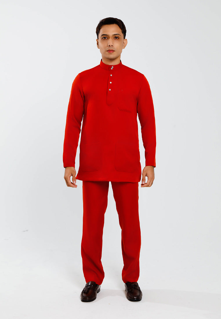 Forest x Hatta Dolmat Baju Melayu Cekak Musang Regular Fit - BM23766 -58BrickRed