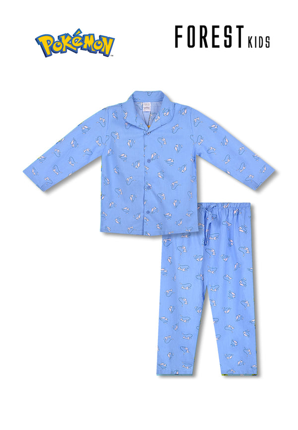 (1 Pc) Pokémon Kids Woven Cotton Long Sleeve Long Pants Pyjamas Selected Colours -PPJ1039LL