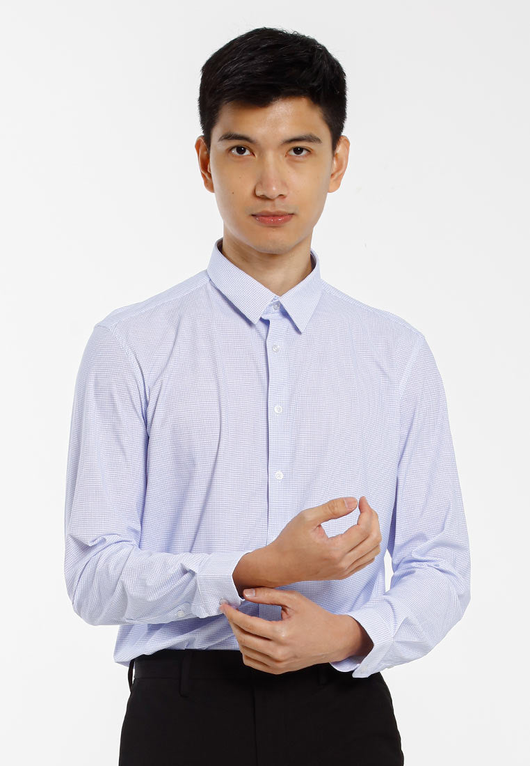 Alain Delon Baju Kemeja Berkolar | Alain Delon Rayon Mixed No Pocket Slim Fit Stripes Collar - 15123029