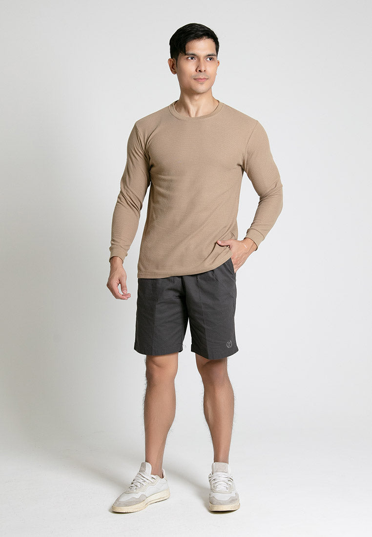 Forest Waffle Knit Crew Neck Long Sleeve T Shirt Men | T Shirt Lelaki Lengan Panjang - 23831