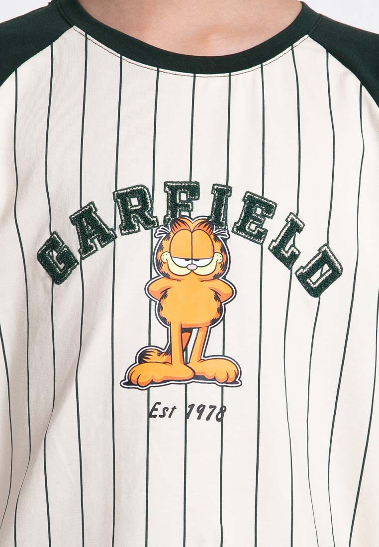 Forest x Garfield Fleece Textured Fonts Stripe Round Neck Family Tee Men / Ladies / Kids - FG20009 / FG820009 / FGK20009